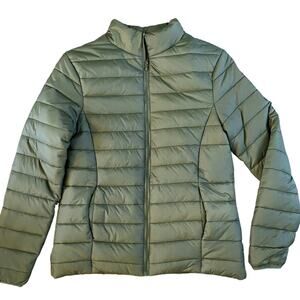 NWT Small Army Green Quilted Puffer Jacket High Neck Coat Bubble Insulated‎